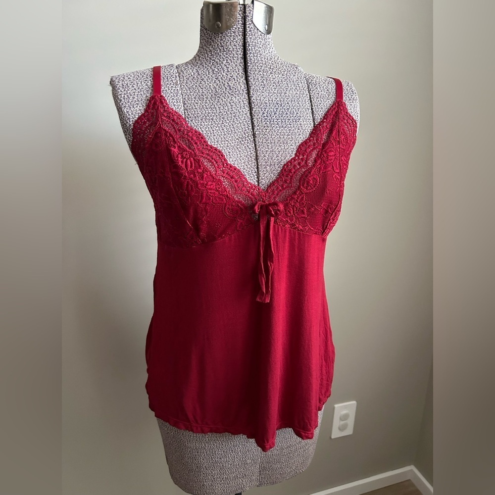 Red Lace Trim Camisole sexy intimates layer statement holiday - Picture 5 of 9